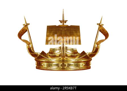 Couronne d'or isolé sur fond blanc. Banque D'Images