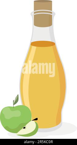 Jus de pomme dans une bouteille de style plat. Illustration vectorielle Illustration de Vecteur