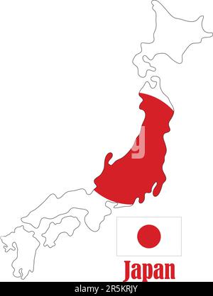 Carte et drapeau du Japon Illustration de Vecteur