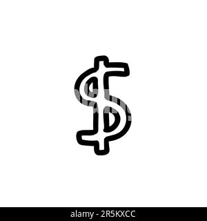 Devise esquissée argent symbole financier dollar usd. Illustration vectorielle de style dessin animé à la main, isolée sur fond blanc. Pour décoration Illustration de Vecteur