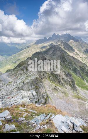 Vue panoramique sur le massif du Mont blanc depuis le Brevent Banque D'Images