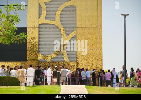 Dubai Frame, vue de bas en haut, meilleure nouvelle attraction, monument architectural dans le parc Zabeel. Dubaï, Émirats arabes Unis - avril 2023 Banque D'Images