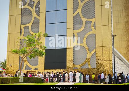 Dubai Frame, vue de bas en haut, meilleure nouvelle attraction, monument architectural dans le parc Zabeel. Dubaï, Émirats arabes Unis - avril 2023 Banque D'Images