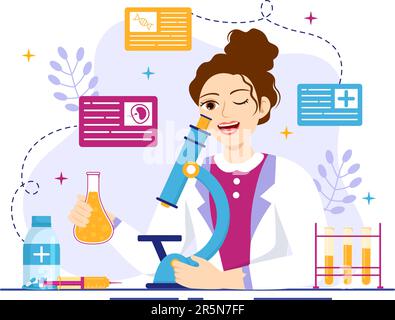 FIV ou fécondation in vitro Illustration vectorielle pour l'insémination artificielle à propos de la grossesse et les médecins recherche modèle de dessin de crachoir d'œuf fécondé Illustration de Vecteur