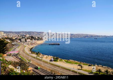 Vue de Vina del Mar à Valparaiso, région de Valparaiso, Chili Banque D'Images