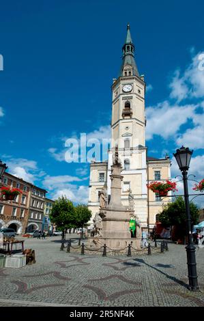 Rynek, tour de l'hôtel de ville, ladek Zdroj, Basse-Silésie, petite Pologne, Pologne Banque D'Images