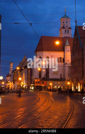 Augsburg, Maximilianstrasse, Maximilian Street, Romantic Road, Swabia, Bavière, Allemagne Banque D'Images