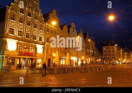 Augsburg, Moritzplatz, Marktplatz, Maximilianstrasse, Maximilian Street, Merkurbrunnen, rue romantique, route romantique, Swabia, Bavière, Allemagne Banque D'Images