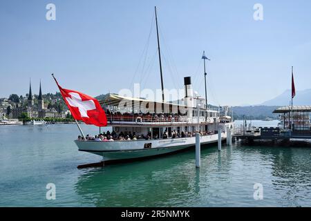 Lac Lucerne bateau à vapeur ville de Lucerne, Suisse Banque D'Images
