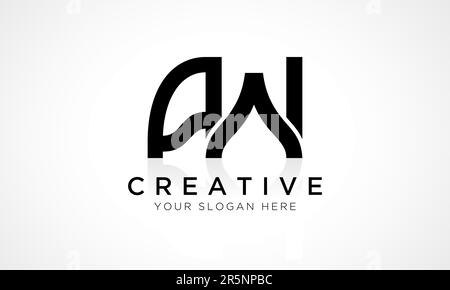 Modèle vectoriel de conception de logo lettre AW. Lettre initiale de l'alphabet logo AW avec illustration professionnelle brillante Reflection. Illustration de Vecteur