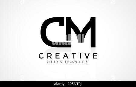 MODÈLE VECTORIEL DE logo LETTRE CM. Lettre initiale de l'alphabet logo cm avec illustration professionnelle brillante Reflection. Illustration de Vecteur