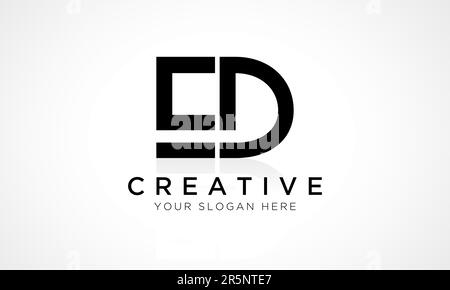 Modèle vectoriel de conception de logo lettre ED. Lettre initiale de l'alphabet logo ED avec illustration professionnelle brillante Reflection. Illustration de Vecteur