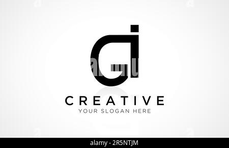 Modèle vectoriel de conception de logo lettre GI. Lettre initiale de l'alphabet logo GI avec brillant reflet Business Illustration. Illustration de Vecteur
