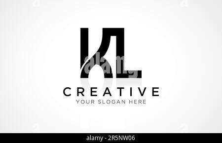 Modèle vectoriel de conception de logo lettre KL. Lettre initiale de l'alphabet logo KL Design avec brillant Reflection Business Illustration. Illustration de Vecteur