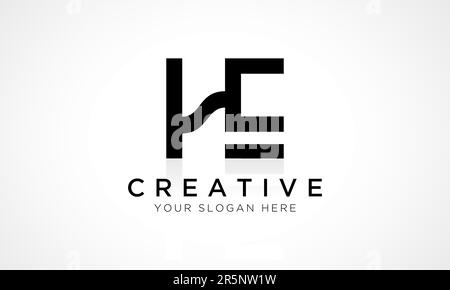 MODÈLE de vecteur de logo lettre. Lettre initiale de l'alphabet LOGO HE avec illustration professionnelle brillante Reflection. Illustration de Vecteur