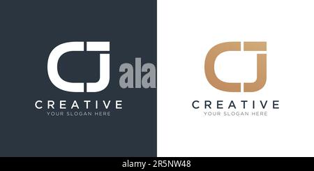 Modèle de logo lettre CJ de luxe couleur or et blanc. Logo lettre CJ de luxe initial. Magnifique logo Design pour la marque de luxe de compagnie. Illustration de Vecteur