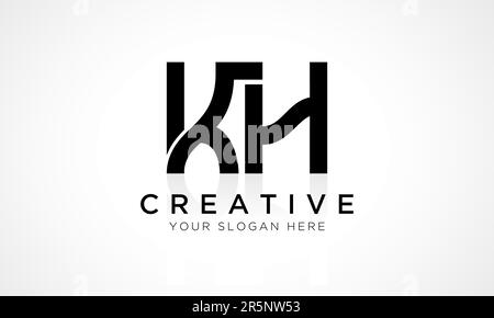 Modèle vectoriel KH Letter logo Design. Lettre initiale de l'alphabet logo KH avec illustration professionnelle brillante Reflection. Illustration de Vecteur