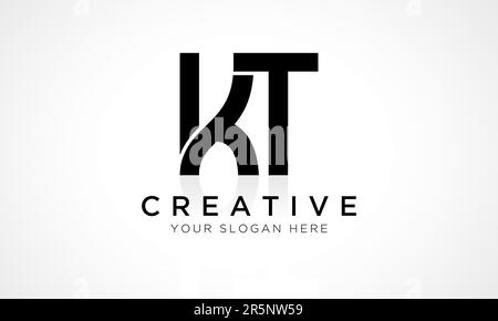 Modèle vectoriel de conception de logo lettre KT. Lettre initiale de l'alphabet logo KT avec illustration professionnelle brillante Reflection. Illustration de Vecteur