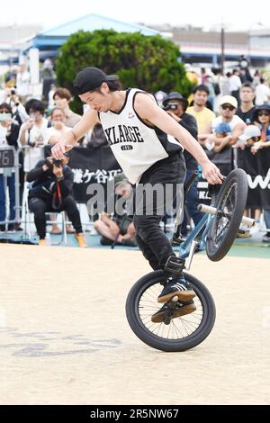 Kanagawa, Japon. 4th juin 2023. Moto Sasaki Cyclisme : 2023 Mynavi Japan Cup YOKOSUKA BMX Freestyle Flatland finale d'élite masculine au Parc Umikaze à Kanagawa, Japon . Credit: Itaru Chiba/AFLO/Alay Live News Banque D'Images