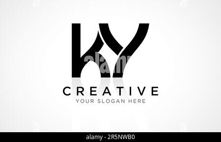Modèle de scénario de logo lettre KY. Lettre initiale de l'alphabet logo KY avec illustration professionnelle brillante Reflection. Illustration de Vecteur