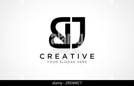 Lettre lettre lettre lettre logo BJ avec illustration d'icône de vecteur de réflexion brillant. Lettre initiale BJ logo Design Vector for Business Company. Min. Élégant Illustration de Vecteur