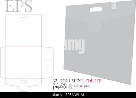 Dossier de documents A4 avec modèle de poignée, porte-documents papier. Vecteur avec calques de découpe. Dossier de documents blanc, transparent, vierge, isolé sur fond blanc Illustration de Vecteur