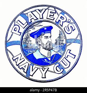 Un logo publicitaire de tabac vintage Player's Navy Cut Banque D'Images