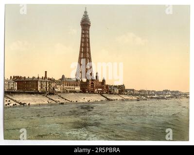 La Promenade et la Tour de North Pier, Blackpool, Angleterre 1 impression photomécanique : photochromie, couleur. Date: 1890 Banque D'Images