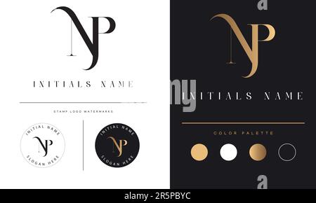 Luxe NP ou PN initiale monogramme texte lettre logo Design Illustration de Vecteur