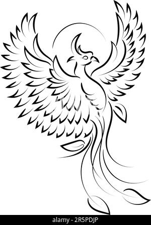 L'idée de Phoenix Tattoo est belle et élégante. Motif Tattoo tribal Phoenix noir et blanc. Illustration de Vecteur