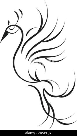 L'idée de Phoenix Tattoo est belle et élégante. Motif Tattoo tribal Phoenix noir et blanc. Illustration de Vecteur