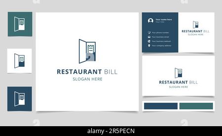 Logo de la facture du restaurant avec texte modifiable. Modèle de livre de marque et de carte de visite. Illustration de Vecteur