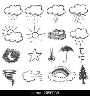 Illustration des icônes météo de Doodle Illustration de Vecteur