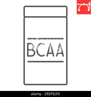 Icône de ligne BCAA, suppléments et santé, icône de vecteur d'acides aminés, graphiques vectoriels, signe de contour modifiable de contour, eps 10. Illustration de Vecteur