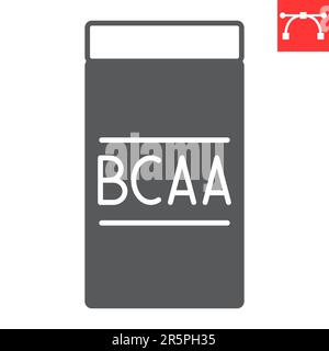 Icône de glyphe BCAA, suppléments et santé, icône de vecteur d'acides aminés, graphiques de vecteur, signe solide de contour modifiable, eps 10. Illustration de Vecteur