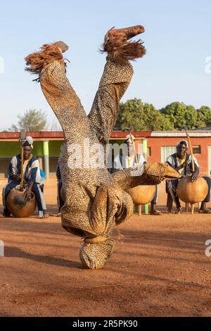 Des images PALPITANTES des Senoufo qui font l'étonnante danse Panther ont été capturées en Côte d'Ivoire. Images prises à Korhogo, Côte d'Ivoire Banque D'Images