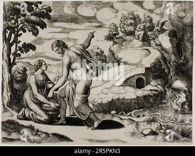 Vénus order psyché de chercher de l'eau à une fontaine gardée par Dragons Date: 1530/40 artiste: Banque D'Images