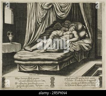Cupid et psyché ensemble dans le lit de la nuptiale Date: 1530/40 artiste: Maître de la mort (italien, actif c. 1530-1560) après Michiel Coxcie I (flamand, 1 Banque D'Images