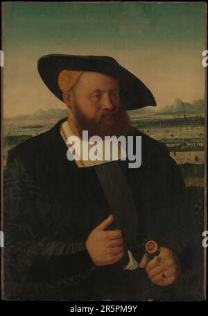 Portrait d'un homme avec la tête d'un Moor sur son anneau de signe artiste: Conrad Faber von Creuznach (allemand, Kreuznach, actif par 1524–mort 1552/53 Francfort) Banque D'Images