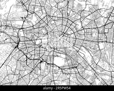 Carte routière vectorielle de la ville de Berlin en Allemagne sur fond blanc. Banque D'Images