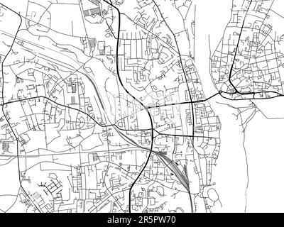 Carte routière vectorielle de la ville de Francfort-sur-le-main en Allemagne sur fond blanc. Banque D'Images
