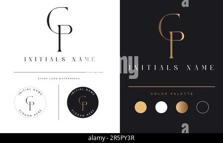Design de luxe CP ou PC initial monogramme texte lettre logo Illustration de Vecteur