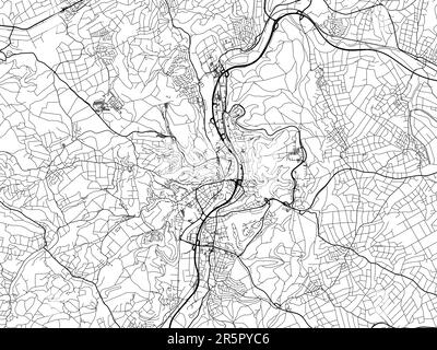 Carte routière vectorielle de la ville de Marburg en Allemagne sur fond blanc. Banque D'Images