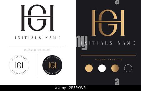 Design de luxe HG ou HG initial Monogram Text Letter logo Illustration de Vecteur