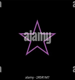 Étoile lumineuse au néon doré abstrait sur fond noir Illustration de Vecteur