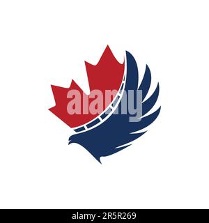 Concept de feuille d'érable avec logo représentant une silhouette d'oiseau Illustration de Vecteur