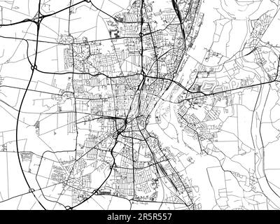 Carte routière vectorielle de la ville de Magdeburg en Allemagne sur fond blanc. Banque D'Images