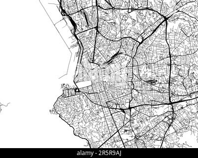 Carte routière de la ville de Marseille en France sur fond blanc. Banque D'Images