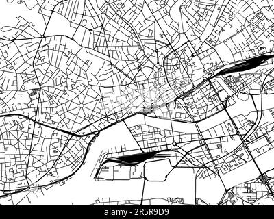 Carte routière de la ville de Nantes Centre en France sur fond blanc. Banque D'Images