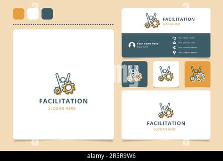Logo de facilitation avec texte modifiable. Modèle de livre de marque et de carte de visite. Illustration de Vecteur
